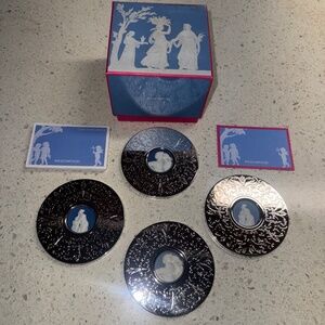 Wedgwood Mirror Finish Coaster 3.35in Set of 4 Silver Color with An Box New